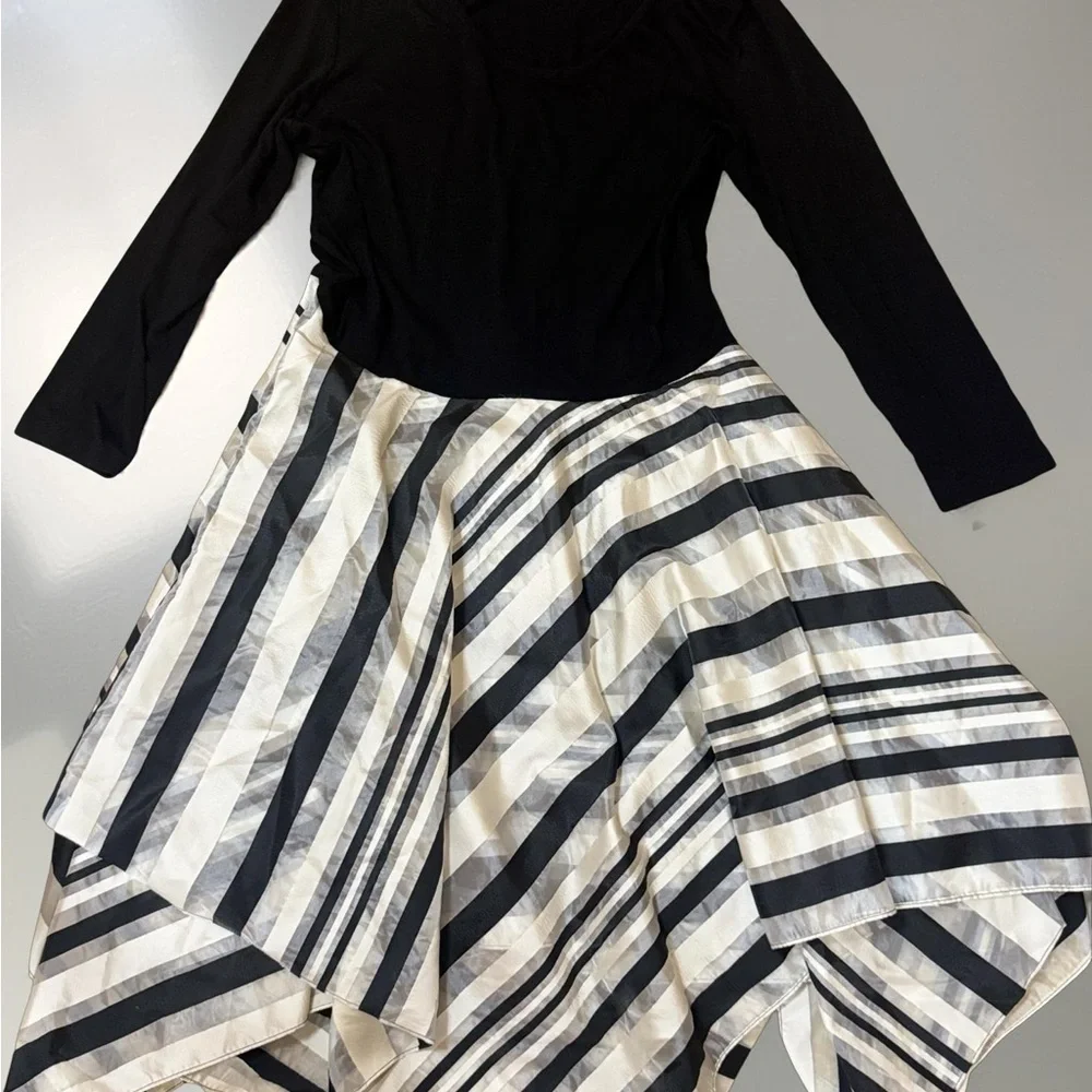 Zelda Black White Asymmetrical Dress XL Handkerchief Hem NWT Boutique Chic